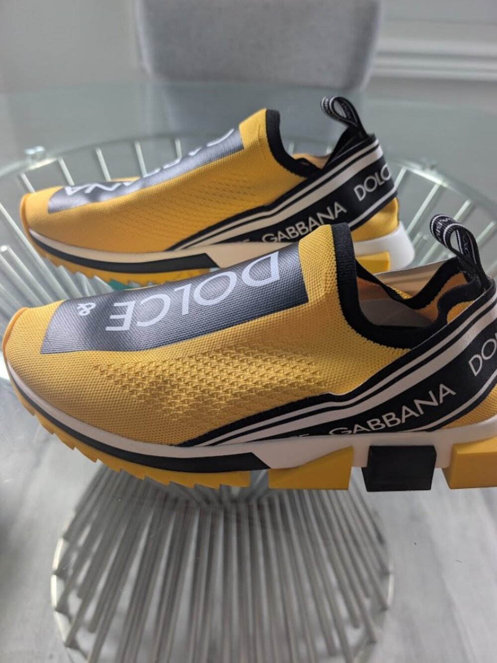 Dolce & Gabbana Sorrento Sneakers Yellow Knit Fabric EUR size 44 Unisex - Picture 7 of 11